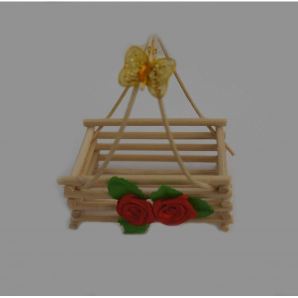 Square Cane Wedding Cake Basket with Two Handles