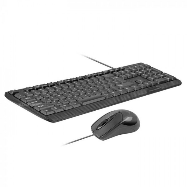 Promate Ergonomic Wired USB Full-Size Keyboard & Mouse Combo